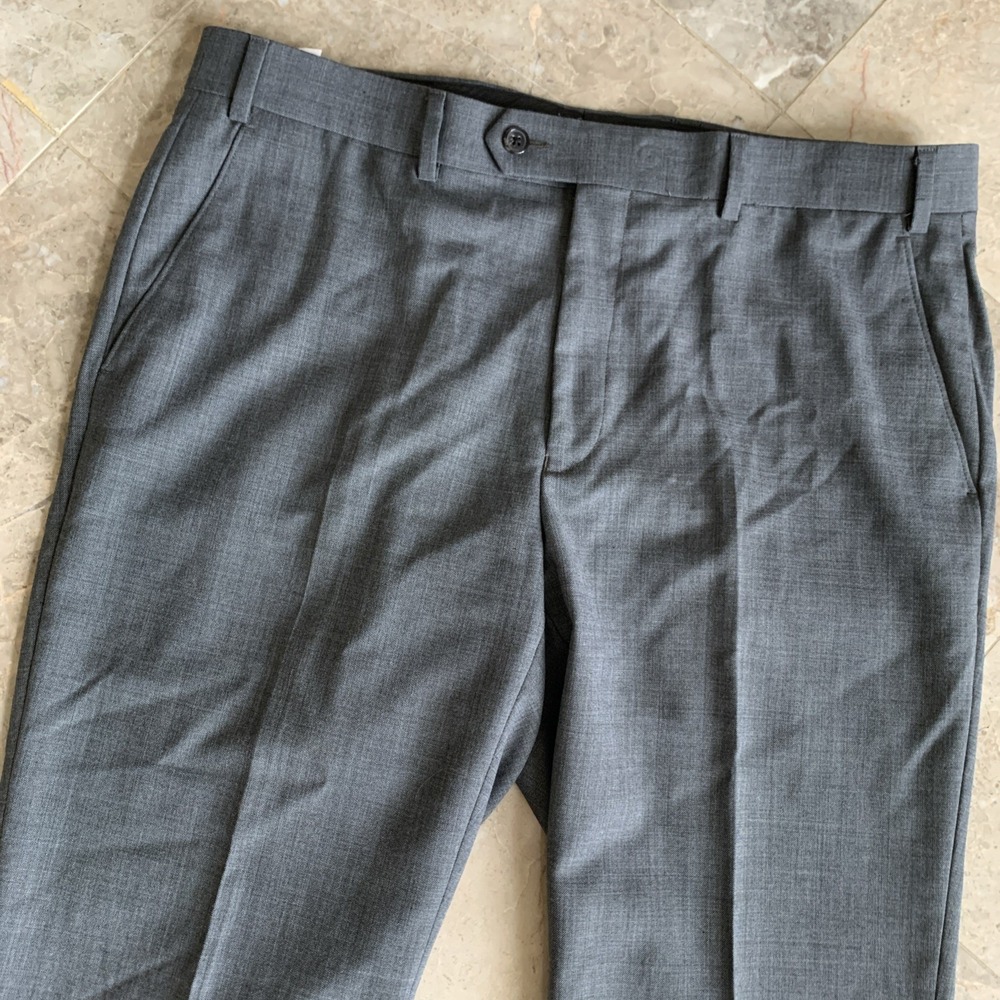 Lauren Ralph Lauren Charcoal Flat front Dress Pants Mens 36x30 Wool/Poly‎ EUC!